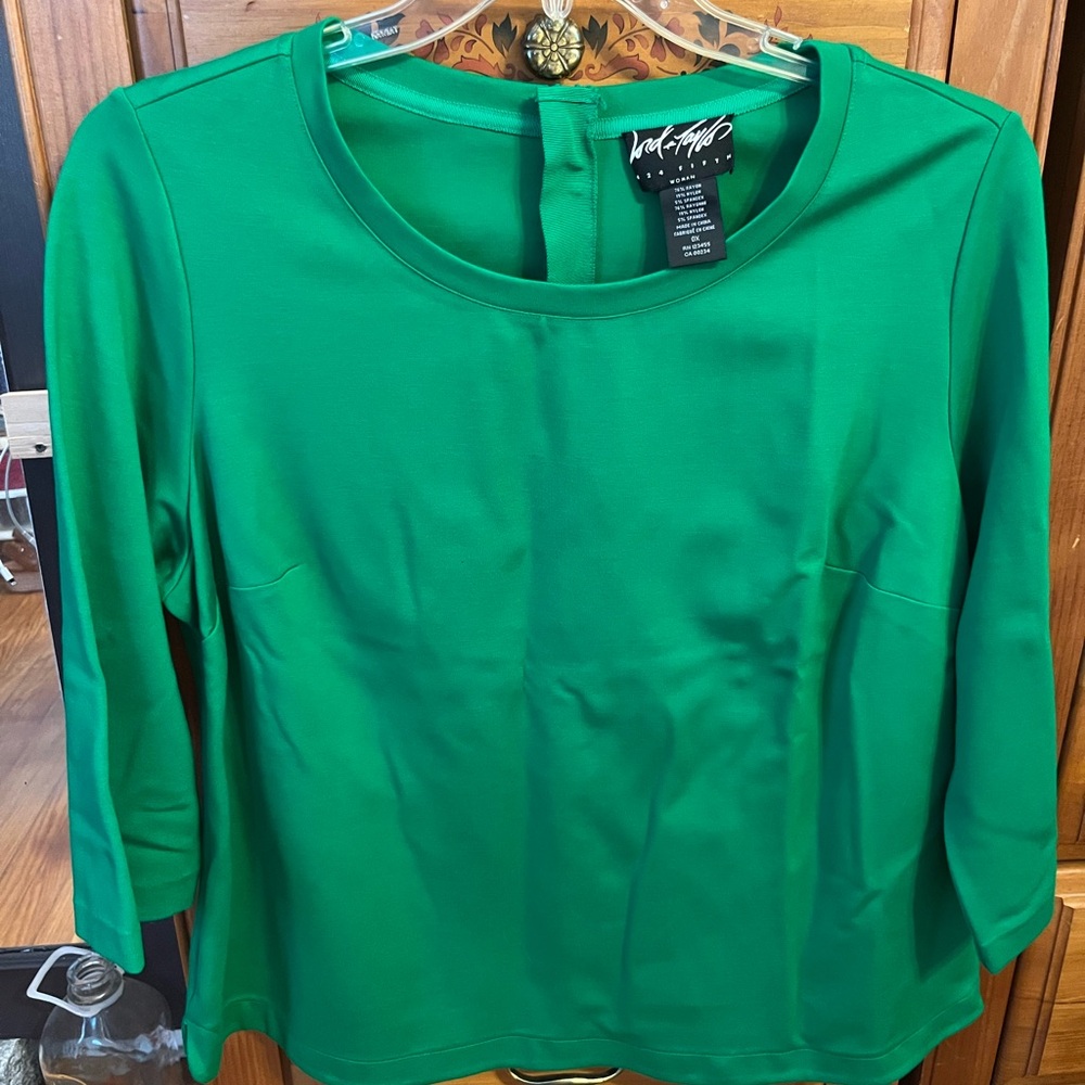 Lord & Taylor green 3/4 sleeve top, OX
